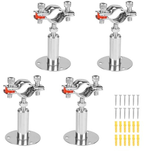 LALAGO 4pz Supporto per Tubo Regolabile per Φ25-27mm, Morsetto a Parete Staffa Montaggio Soffitto in Acciaio Inox con 12pz Viti e Tubi ad Espansione, Morsetti per Tubi per il Fissaggio di Tubi o Aste