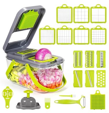 22 in 1 Vegetable Chopper Dicer Onion Chopper with 13 Blades and Container Veggie Mandoline for Potato Tomato