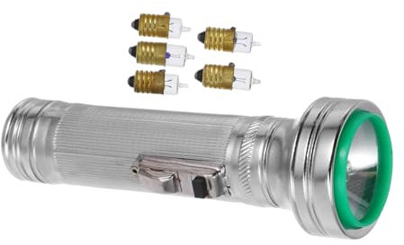 HOMOCONO Torcia Elettrica a Luce Rossa Vintage in Ferro Stile Anni ’80 Portatile Con Luminosità Regolabile Per Esterni, Segnalazione Notturna e Uso Didattico