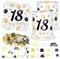20 Servietten, 12 Windlichter und 500 Konfetti für 18. Geburtstag - Tischdeko in Schwarz und Gold - Happy Birthday Jubiläum