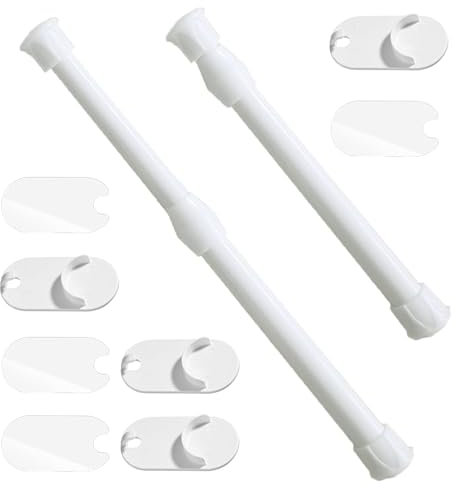 Teleskopstange, 2-teilige teleskopstange zum Klemmen, Gardinenklemmstange, 30-50 cm Teleskopstange, klemmbare Gardinenstange, Klemmstange ohne Bohren, für Duschvorhangstangen, Kleiderbügel, Weiß
