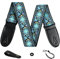 SOWBUD Embroidered Version Guitar Strap, Blue Patterned Bass Guitar Strap Also for Electric Guitars Banjos Mandolins and More, Adjustable Design for Musical Lovers