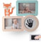 Naciya & Co Set Fußabdruck Baby – Bilderrahmen aus Holz und Erinnerungsstück zur Geburt mit Hand-/Fußabdruck – personalisierbares Geschenk für Babys – schwarzes Stempelkissen Clean Touch
