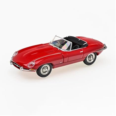 Miniatur Motorfahrzeug-Modelle 1:64 Für Jaguar E-Type 1961 Cabrio Oldtimer Klassische Simulation Legierung Druckguss Automodell Dekoration Fertigmodell(Red)