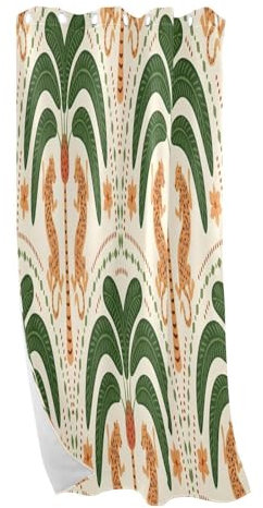 RPLIFE Tropische Palme, asiatischer Leopardenmuster, Schlafzimmer, Fenstervorhänge, Verdunkelungsvorhänge, hitzeblockierend, 213 cm lang