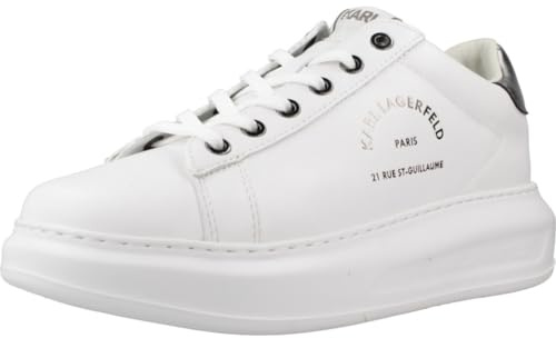 KARL LAGERFELD Kapri Maison Sportschuhe, Weiß, mit Absatzschoner aus Altsilber, weiß, 36 EU