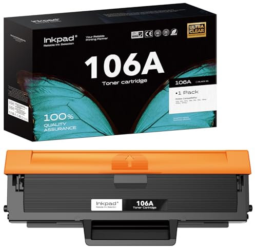 iNKPAD W1106A 106A Kompatibel für HP W1106A 106A Toner für HP Laser MFP 135wg für Laser 107w 107a 107r MFP 137fwg 137fnw 135w 135a 135r Druckerpatrone (1 Schwarz, XL)