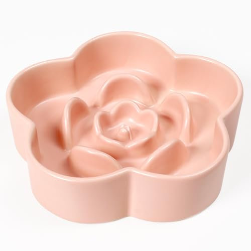 Autumnlife Gamelle anti-glouton pour chien - Rose - 700 ml - En céramique - Favorise la digestion - Avec design antidérapant - Pour chiens de taille moyenne et petite