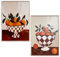 DRW Retablo de Madera con fruteros con Pintado a Mano en Naranja. Blanco y Marron 24x2x34cm