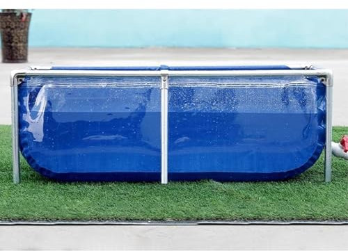 VITIWEDTY Aquarium Piscine Bassin en Toile PVC 0,5 Mm, Cadre Solide, Fenêtre De Visualisation Claire, pour Poissons d'eau Salée Et Jardin Extérieur (Blueclear 50x40x30cm)