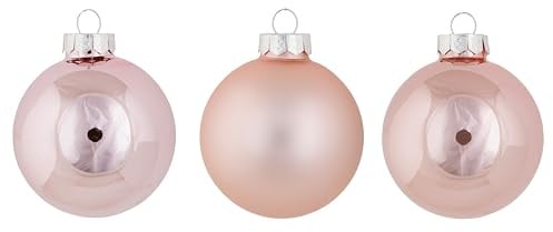 Cosy Home Lot de 24 Boules Noel en Verre, Shiny Matt Rose, D6 Cm,