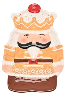 Widdop Santa & Friends Ceramic Gingerbread Nutcracker Christmas Plate – Festive Decorative Serving Dish for Snacks, Biscuits & Treats | Festive Decorative Serving Dish for Snacks, Biscuits & Treats