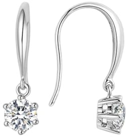 14 Karat (585) Weißgold Ohrhänger Damen Solitär-Diamant-Ohrhänger, 0,6 ct