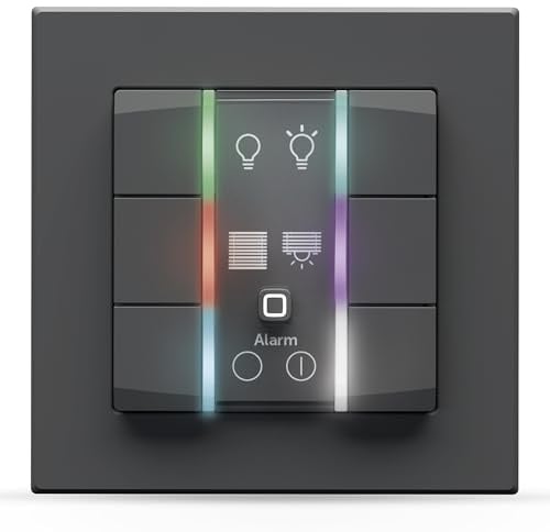 Homematic IP Smart Home Wandtaster – 6-Fach, 230V, anthrazit | Wandschalter, sechs Tasten, universell einsetzbar, schaltet Aktoren und Thermostate, 162028A0