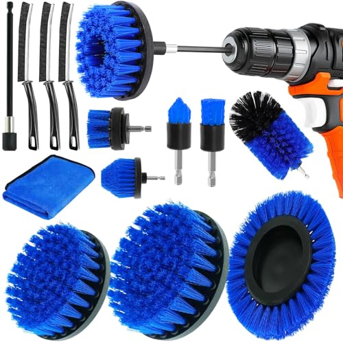 TOSUTO 14 Piezas Cepillo Taladro Limpieza Kit,Que Incluye 9 Cepillo para Taladro Eléctrico Diferentes,Barra de extensión y Otros Accesorios,cepillos para Taladro para Coche,Llantas,Cocina y Mucho más