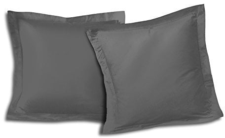 Lot de 2 Taies d'oreiller 100% Coton Gris Fonce 63x63 cm