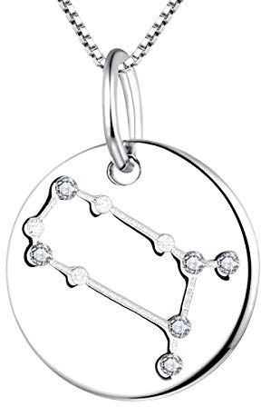 YL Silber Zwillinge Halskette-925 Sterling Silber CZ Horoskop Sternzeichen 12 Konstellation Anhänger Halskette für Frauen und Mädchen