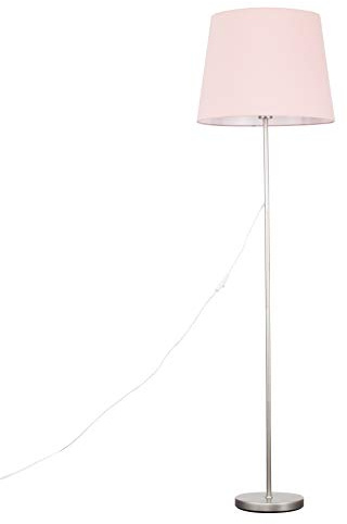 MiniSun | Modern Brushed Chrome Floor Lamp with an Extra Large Pink Tapered Shade | Floor Lamps & Torchieres, Home Décor & Improvement Essential | Includes 6W LED Bulb [3000K Warm White]