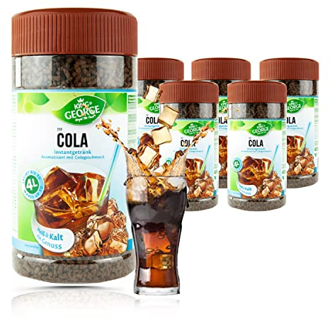 KING GEORGE - Royal Tea Time, Cola Instantgetränk 6 x 400 g, Heiß & Kalt ein Genuss, Instantteegetränk mit Cola Geschmack, ergibt bis zu 4 l, Heiß- und Kaltgetränk…