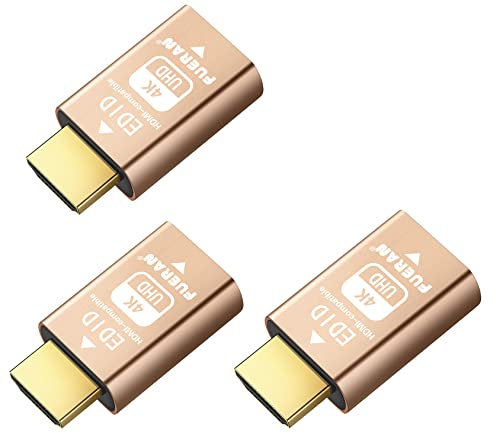 FUERAN HDMI Pass-Through EDID Emulator, 1920x1200@59Hz, Compatible with Video Splitters, Switches and Extenders (3840x2160@60Hz(default-1080P) -3P)