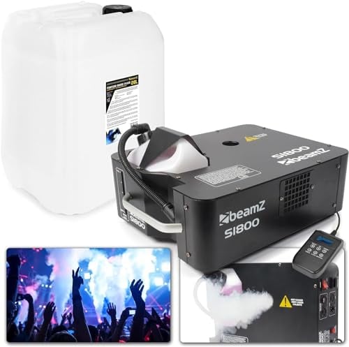 BeamZ S1800 Machine à Fumée Verticale ou Horizontale avec 20 Litres de Liquide - Idéal pour Animer vos Soirées