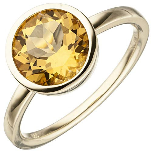 Jobo Damen-Ring aus 14 Karat 585 Gold mit Citrin Größe 60