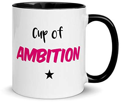 Cup of Ambition Mug, Gift for Him or Her Funny Dolly Parton Fan, Inspirational Quote (Black)