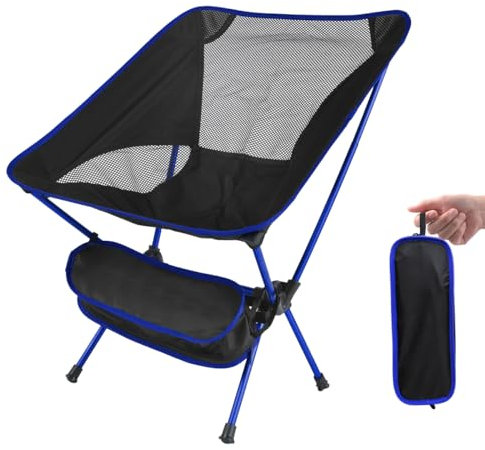 Unbekannt LAMA Campingstuhl Klappstuhl Faltbarer Angelstuhl Kompakter Strandstuhl Ultraleichter Faltstuhl Klappsessel Outdoorstuhl mit Tragetasche für Camping Zelten Picknick Wandern Sonnenbad Blau