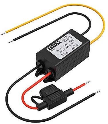 Trasformatore 24 12Volt, Convertitore 24V a 12V 5A 60W 24V 12V Converter di Aimentazione Con Fusibile Impermeabile, Regolatore di Tensione CC per Veicolo/Barca ecc. (Accetta ingressi DC15-40V)