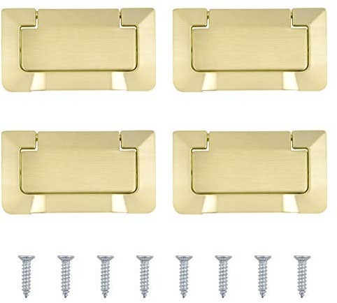 MOROBOR 4Pcs Brass Pocket Doors Drawer Handle Flush Ring Pull, Hidden Concealed Zinc Alloy Knobs for Cabinets, Closets, Drawers