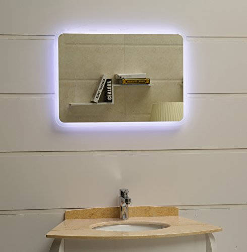 LED Badspiegel 100x70cm Badezimmerspiegel mit abgerundeten Ecken und LED-Beleuchtung Wandspiegel Kaltweiß 6400K IP44