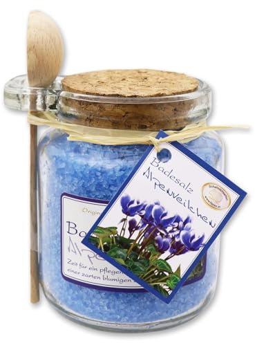 Florex Badesalz Alpenveilchen im dekorativen Glas mit Holzlöffel 300 g