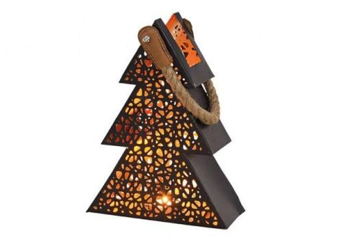 Weihnachtsbaum Windlichter/ Teelichthalter/ weihnachtsdeko / Kerzenhalter Aus Metall Mit Lochmuster - Windlicht Tannenbaum aus Metall Schwarz