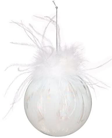 Jja Weihnachtskugel aus Glas mit Federn, 9 cm
