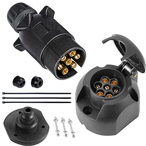 SPARKMOTO Spina Rimorchio 7 Poli E Presa Rimorchio 7 Poli,12V Spina E Presa Rimorchio 7 Poli,con Guarnizione Kit isolante per prese Rimorchio,Impermeabile Spina 7 Poli Rimorchio Presa 7 Poli Rimorchio