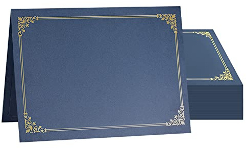 SUNEE Certificate Holders(Navy Blue, 50 Packs), Diploma Covers Gold Foil Border, for Letter Size 8.5x11 Certificates, Cardstock, Document Papers
