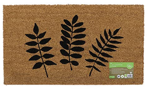 JVL Eco-Friendly Latex Backed Coir Door Mat, Foliage.