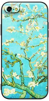 Compatible with iPhone SE (2020) Case/iPhone 7 Case/iPhone 8 Case with Design Cute Art Silicone Cover for Men Flower Floral Shockproof with Screen Protector (Almond blossom by Vincent van Gogh)