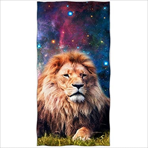 Zomer Strandtuch 70x140cm,Bedrucktes Mikrofaser Badetuch-Löwe Tiere Galaxy