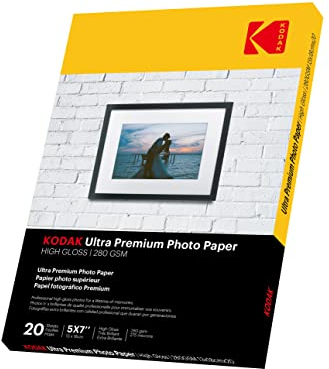 KODAK Ultra Premium Kodak glänzend fotopapier, 280 g/m2, 20 Blatt für Tintenstrahldrucker, 13 x 18,20 blatt photopapier Fotokarten Photokarten Sofort Trocken Wasserfest Hochweiß fotoblätter