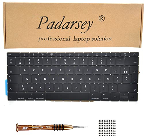 Pardarsey Clavier français de rechange compatible avec MacBook Pro 13 A1708 sans barre de pavé tactile MacBookPro14,1 MacBookPro13,1 A1708 fin 2016 mi-2017 avec 80 vis tournevis