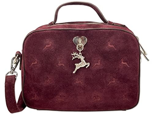 Alpenflüstern Trachtentasche Springende Hirsche - Damen Trachten Handtasche, Schultertasche fürs Dirndl, Tasche zur Tracht, Dirndltasche (dunkel-rot) DTA093