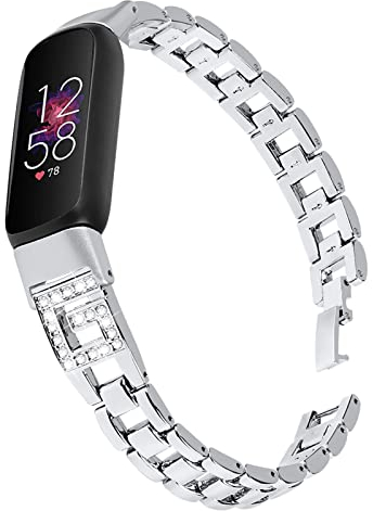 Kompatibel mit Fitbit Luxe-Armbändern, verstellbares, atmungsaktives Sport-Armband, Ersatzband, kompatibel mit Fitbit Luxe, Damen und Herren (Silber)