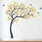 Großer Baum Wandaufkleber Kinderzimmer - Baum Aufkleber mit Vögeln, Vinyl Wandsticker Wandtattoo Vinyl Wanddekor KW032 (Äste nach rechts, Dunkelgrau; Signalgelb)
