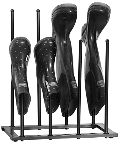 House of Home Metal Welly & Boot Storage Shoe Rack Stand - Free-Standing Footwear Holder Organiser for Indoor & Outdoor Use - Holds 4 Pairs of Trainers - Weather Resistant