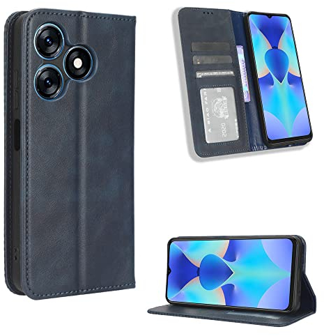 BellaCase Tecno Spark 10 4G Coque [Étui Portefeuille] [Fonction Support] [Slots pour Cartes] [Couverture à Rabat Magnétique] Compatible avec Le Smartphone Tecno Spark 10 4G(Bleu)