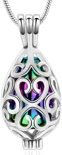 VCCWYQK Einäscherungsschmuck für Asche - Teardrop Urn Halsketten Anhänger für Asche für Frauen mit Hollow Keepsake Urn Memorial Locket Ascheschmuck