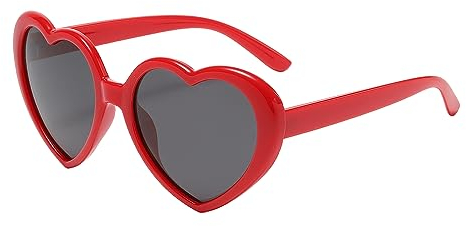 JCTAIFOO Polarisierte Liebe Herz Sonnenbrille Damen Vintege Mode übergroße Herz-Form Brille für Party Festival Rot/Dunkelgrau