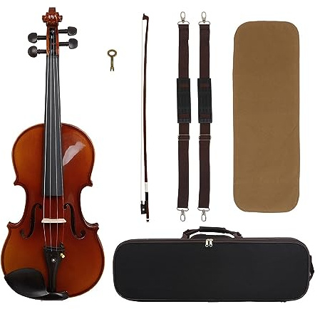 SCTOU Geige 4/4-Violine, Handgefertigt, Fichtenholz, Akustik-Violine, Geigen-Set Mit Koffer, Bogen, Anfänger, Hochwertiges Musikinstrument