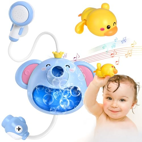 Juguete de Baño para Bebé, Juguetes de Baño, Elefante Máquina de Burbujas, Juguetes BañEra Bebe 1 Año, Animales para Niños, Juguete para Niños Pequeños, Juguetes Baño para Piscina